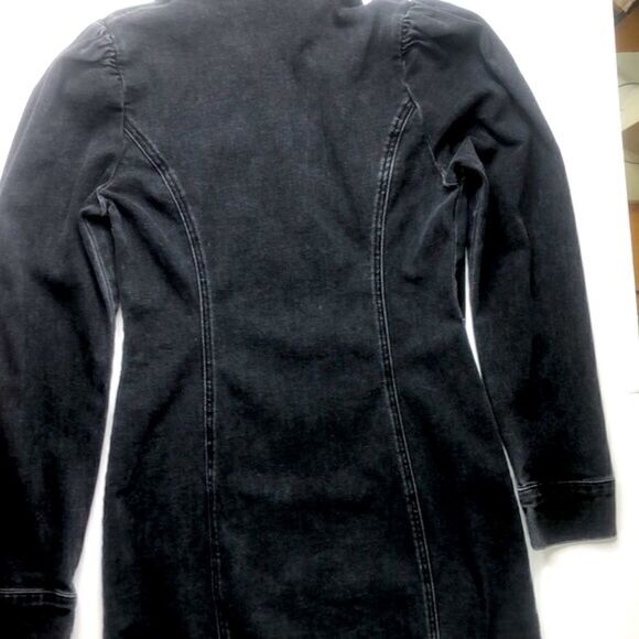 Urban Revivo Black Denim Long Jacket Button Front Corset Style Size M (US 8) - Picture 11 of 15